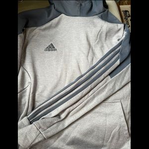 Men’s Gray Adidas Hooded Sweatshirt
